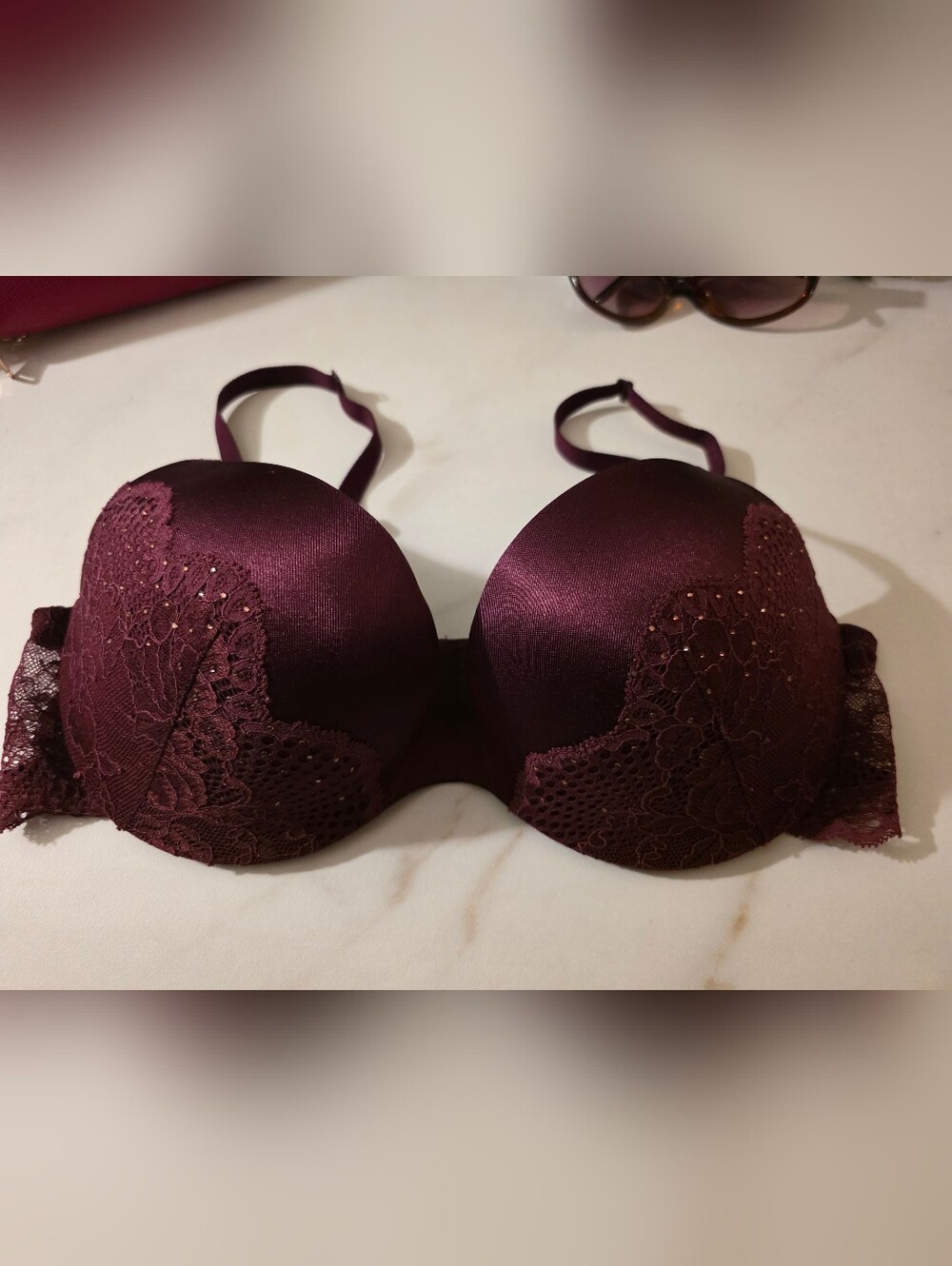 La SENZA Satin & Lace Push-Up Bra in Plum ( Body Kiss )